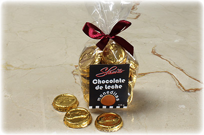 Monedas de chocolate con leche