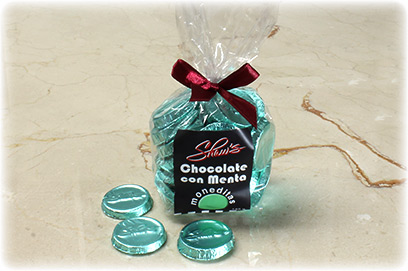 Monedas de chocolate con menta