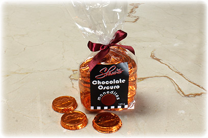 Monedas de chocolate oscuro