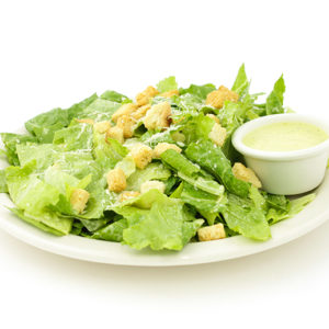 Caesar salad with parmesan cheese and croûtons
