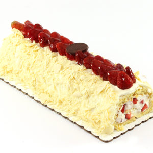 Brazo de Fresas con Chocolate Blanco