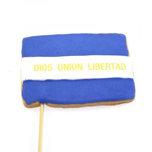 Galleta Bandera con emblema impreso: Dios, Unión, Libertad.