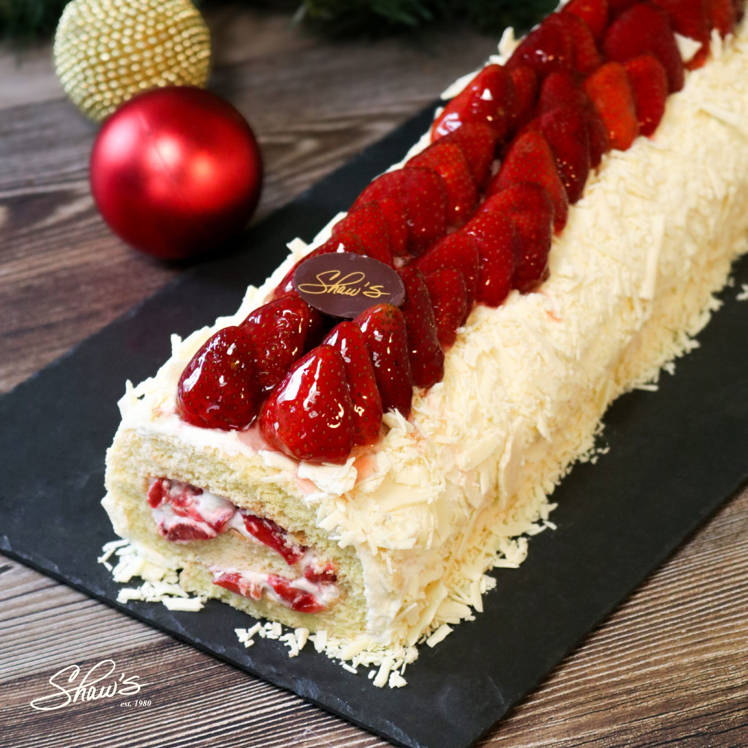 Navidad Shaws – Brazo Gitano Fresas Chocolate