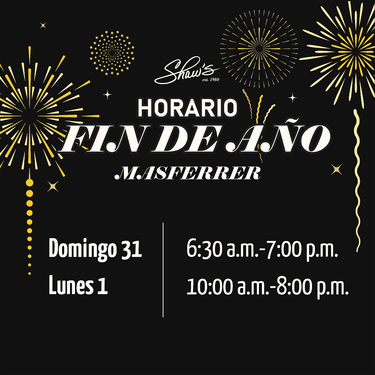 Horarios Fin de Año