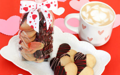 Galletas corazón con chocolate