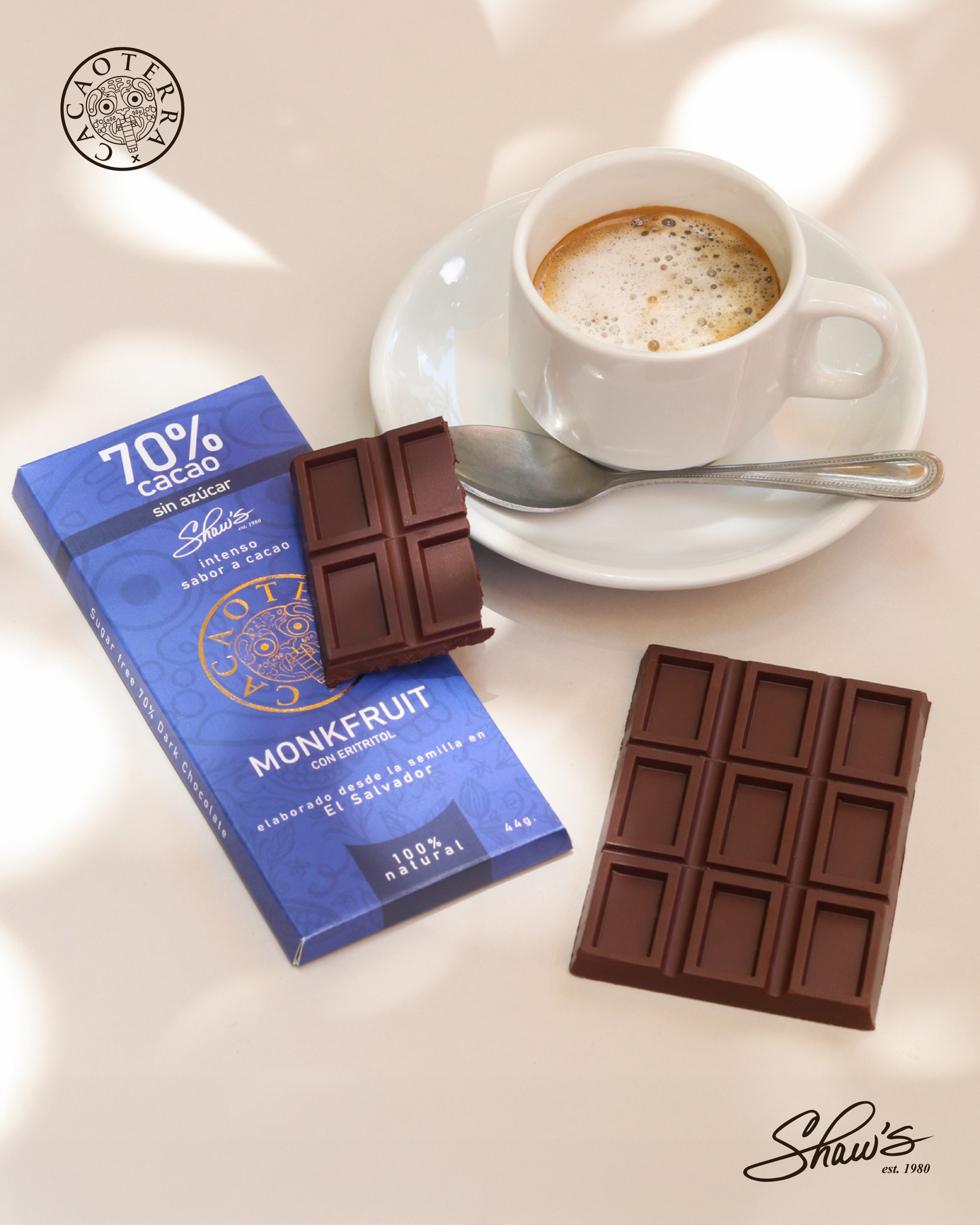 Espresso Macchiato – Chocolate Oscuro 70% Monkfruit