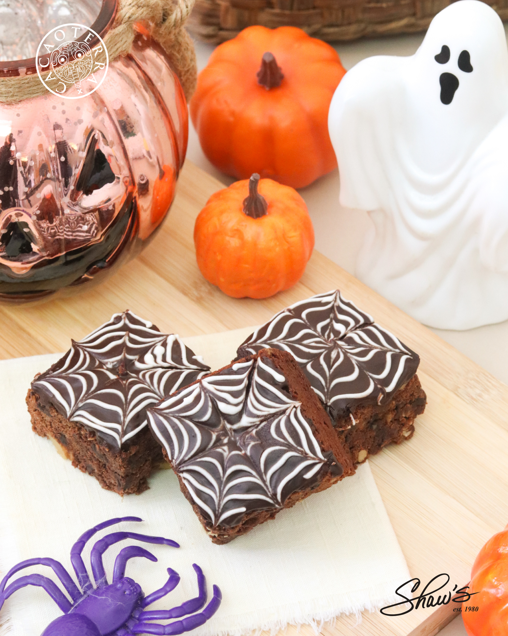 Brownies de telarañas y galletitas